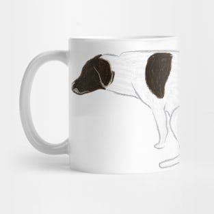 Artwork of an English Pointer Dog squatting I Mug